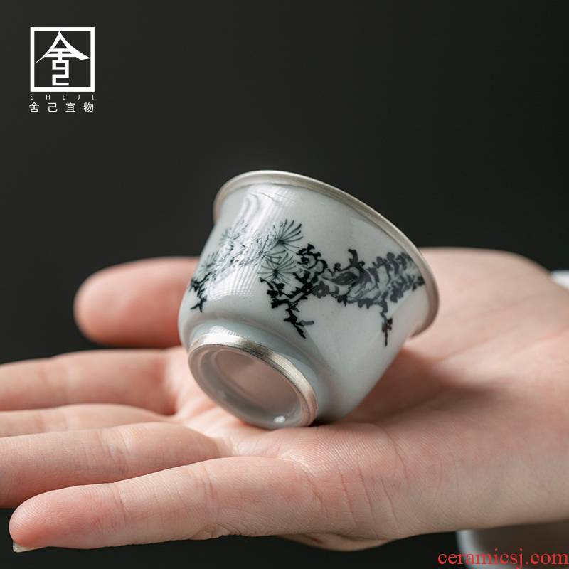 The Self - "appropriate content of jingdezhen ceramic sample tea cup cup hand - made wind restoring ancient ways is small small single CPU kunfu tea cups