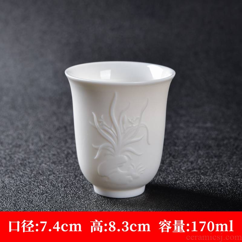 Dehua white porcelain sample tea cup suet jade porcelain large cup China white individual master cup single CPU by patterns