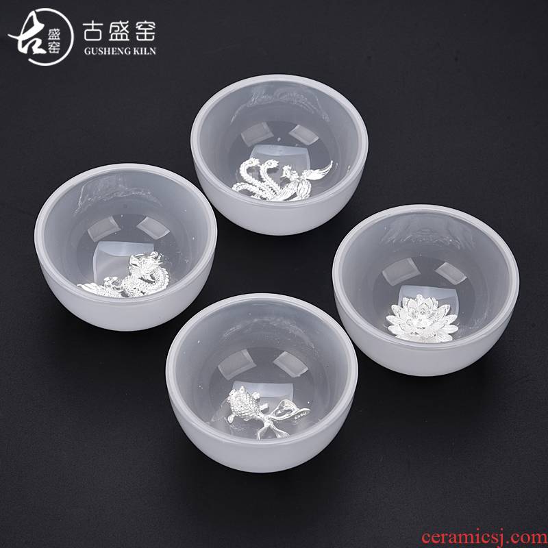 Ancient sheng up porcelain cup jade jade cup whitebait master sample tea cup silver by patterns ceramic cup kung fu tea cups