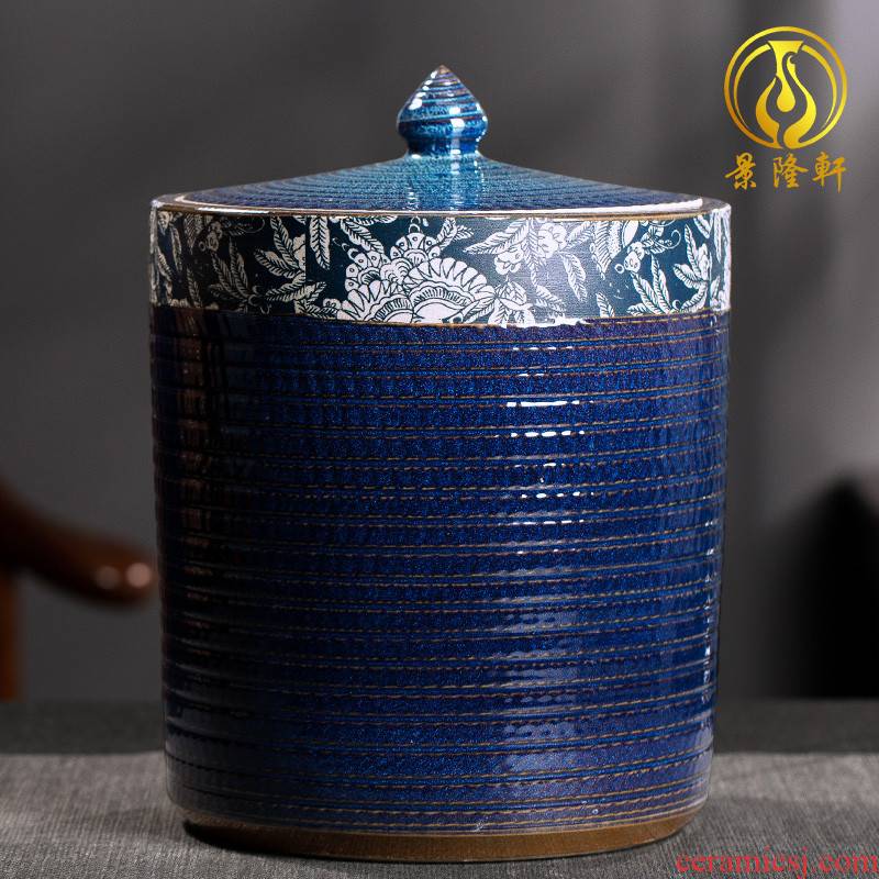 Coarse pottery retro bread seven pu 'er tea box wake receives stored sealed as cans of jingdezhen ceramic household storage tank