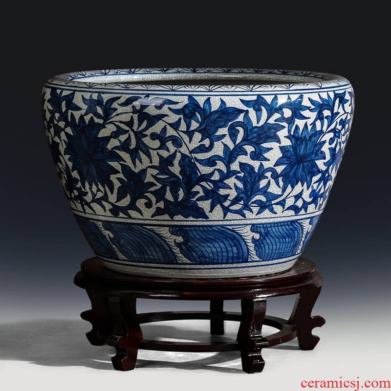 Jingdezhen porcelain ceramic hand - made oversized archaize kilns were raising goldfish bowl water lily hydroponic pot king furnishing articles