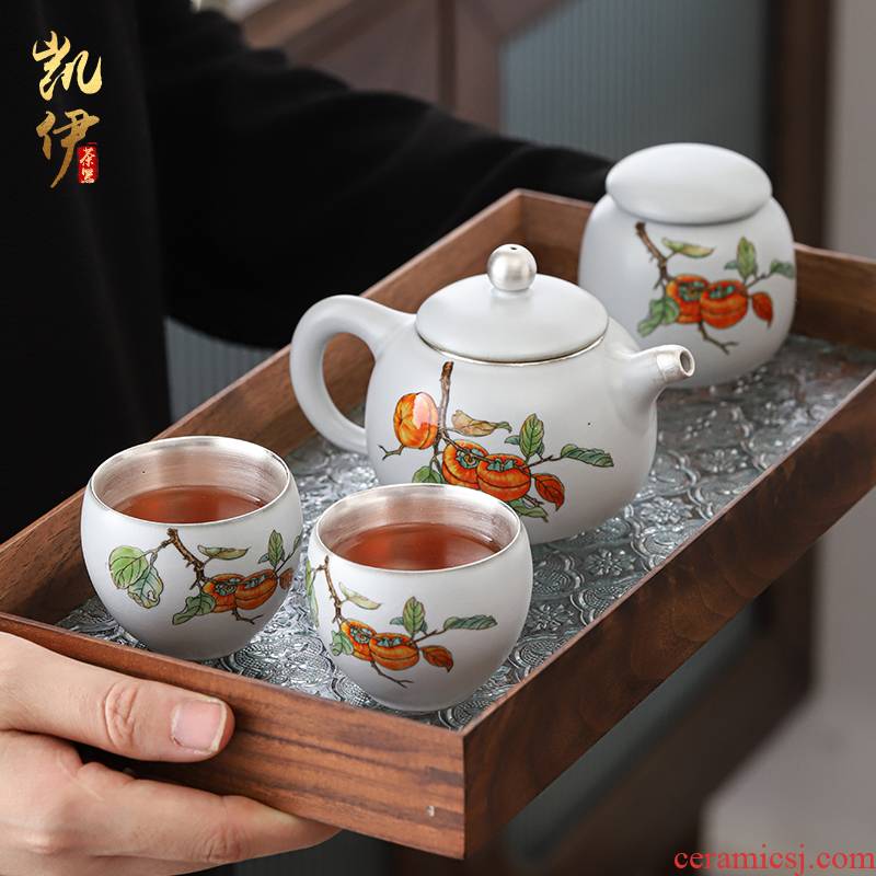 Your up coppering. As silver tea set a pot of two cups of tea can travel tea set jingdezhen ceramic teapot cup silver cup