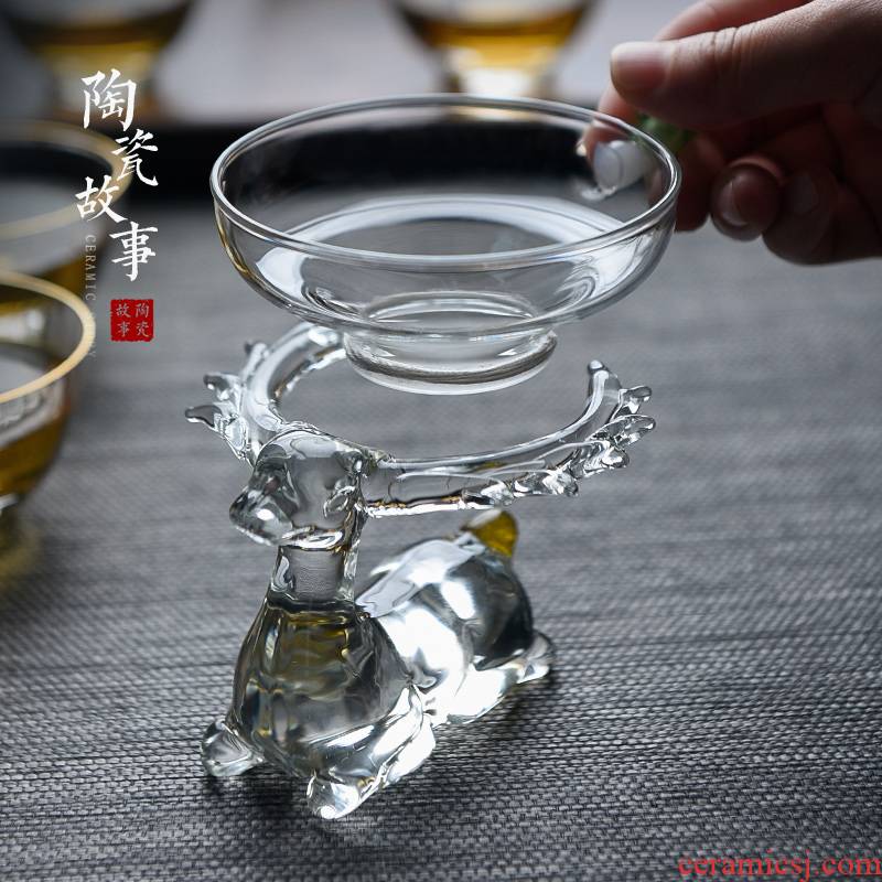 Creative tea pet story glass) exchanger with the ceramics furnishing articles kung fu tea accessories) filter tea strainer