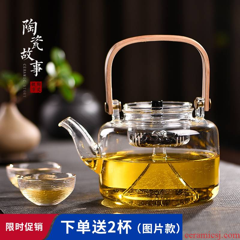 Ceramic story cooking pot glass kettle domestic high temperature resistant electric TaoLu boiled tea, kungfu tea set