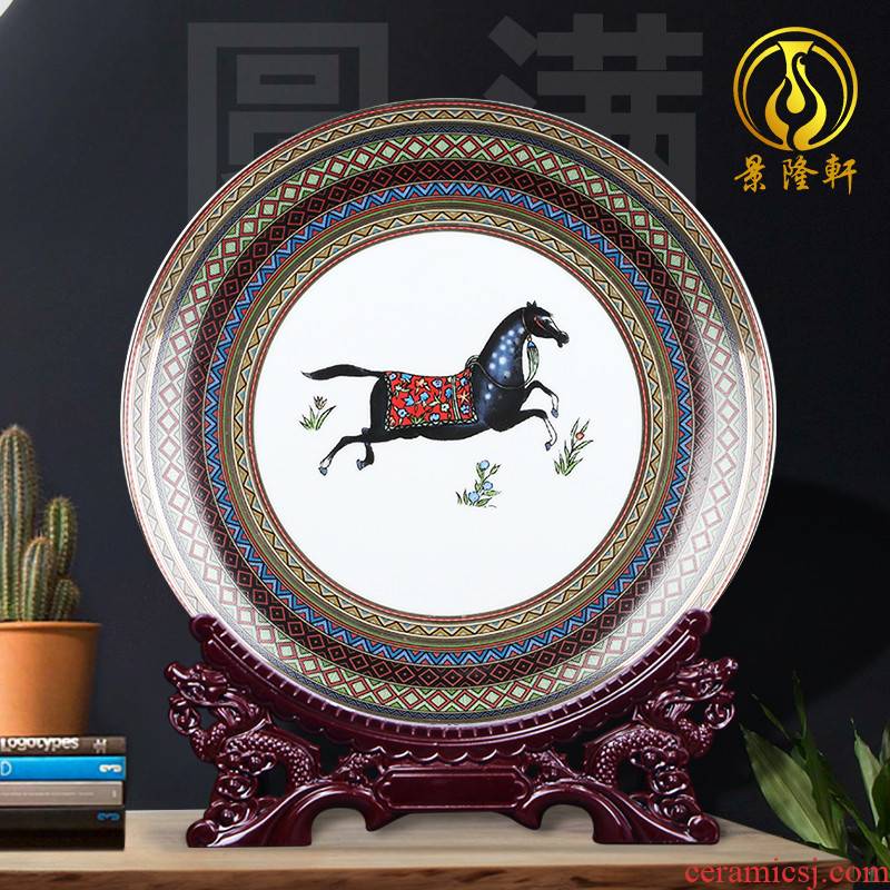 Jingdezhen ceramics ou ma faceplate hang dish plate decoration plate of southeast Asia wine household handicraft furnishing articles