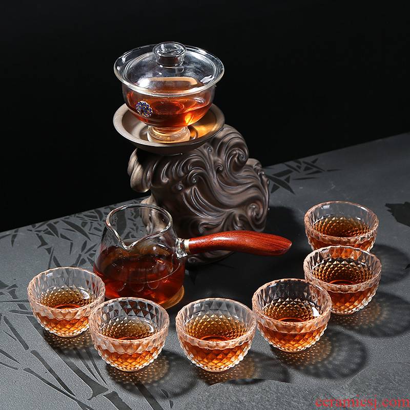 Semi automatic tea set home lazy teapot kung fu tea cups ceramic glass ceramic tea pot - millstones