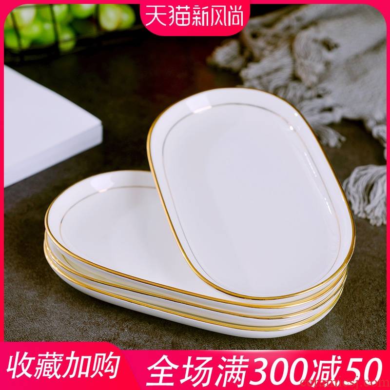 Jingdezhen ceramic towel up phnom penh dish creative household oval dessert plate hotel set up special ceramic plates