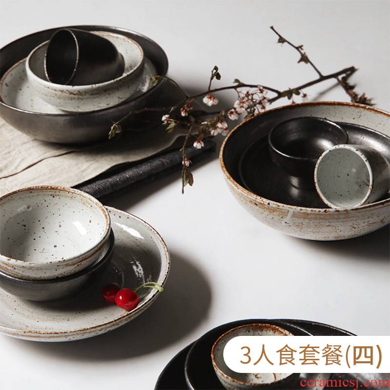 About Nine Japanese soil coarse ceramic tableware suit manual household rice rainbow such as bowl plate retro 3 creative 11 dresses