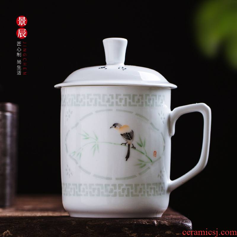 Jingdezhen and exquisite porcelain filtering cup office cup hand - made powder enamel restoring ancient ways with cover glass tea cup