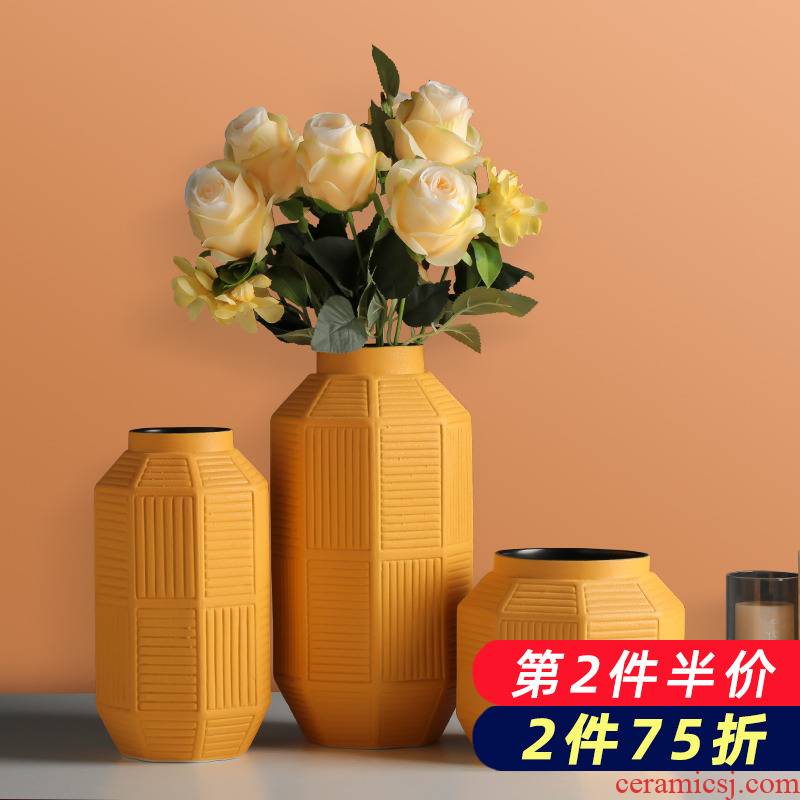 Dry flower vases, ceramic northern wind flower arranging act the role ofing is tasted household contracted sitting room porch table, TV ark, adornment furnishing articles