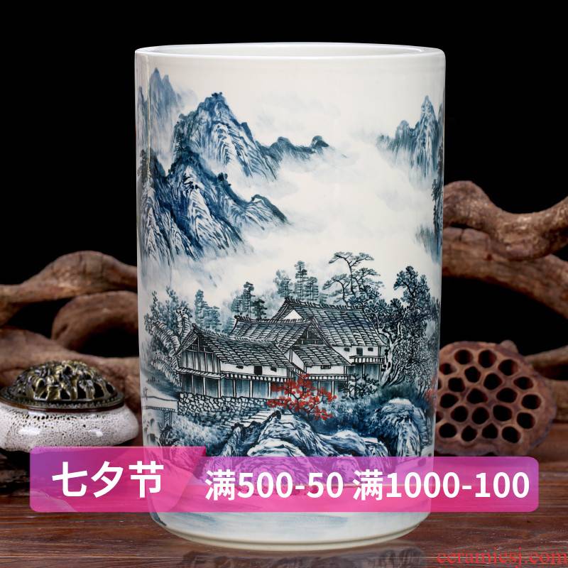 Jingdezhen ceramics big vase furnishing articles hand - made color landscape quiver painting and calligraphy jiangshan jiao sitting room more act the role ofing is tasted
