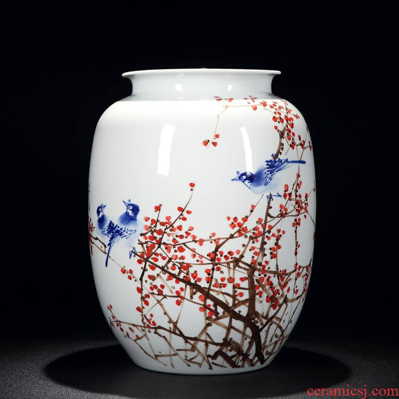 Jingdezhen craftsmen shot loose guo - hua liu qin works hand - made antique porcelain dou color flower vase