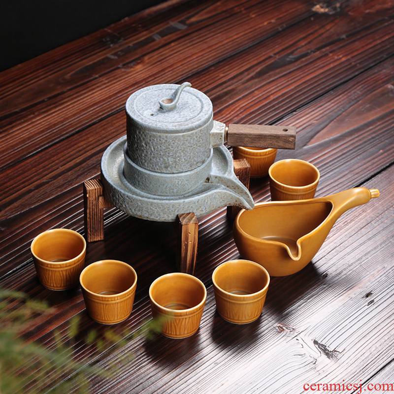 Lazy people automatically make tea of the six kung fu tea set ceramic creative archaize stone mill household contracted office