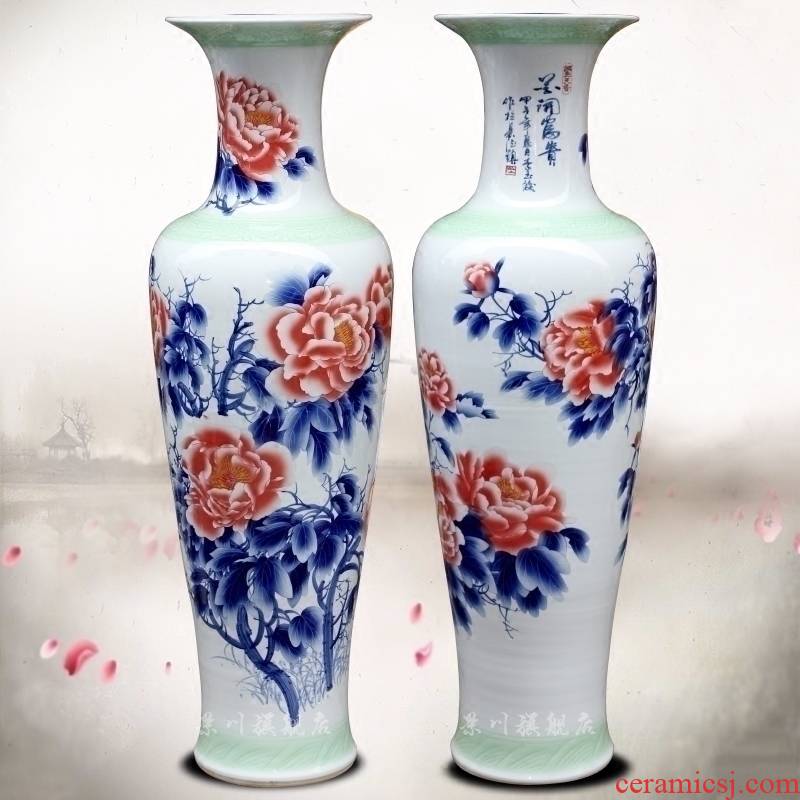 Jingdezhen ceramic hand - made blooming flowers peony vase of large living room a study flower arranging office furnishing articles