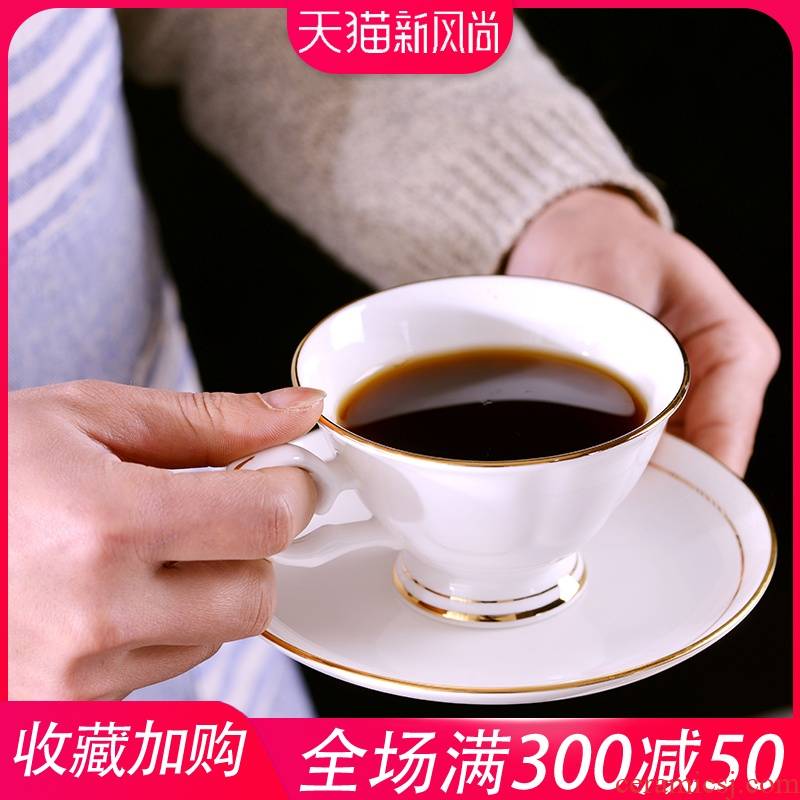 Creative manual gold 】 【 ceramic cups of coffee milk cup small European - style key-2 luxury ipads China coffee cups and saucers suit