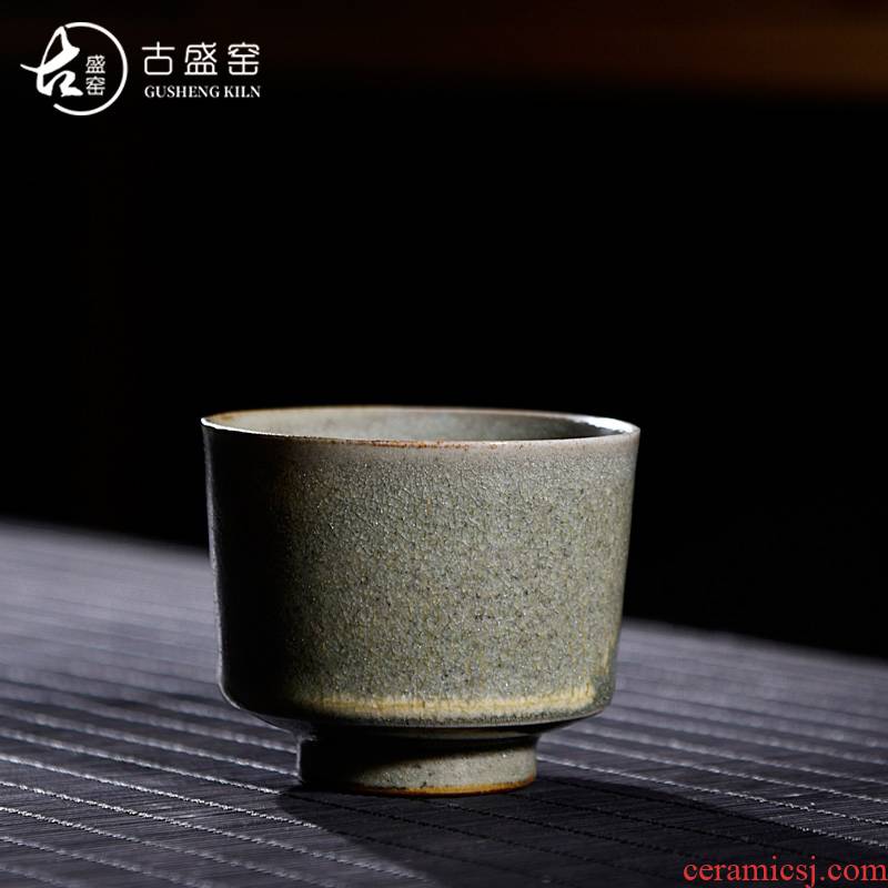 Ancient sheng up new hand - made to burn all hand celadon single CPU slicing can keep sample tea cup hand master cup orphan works