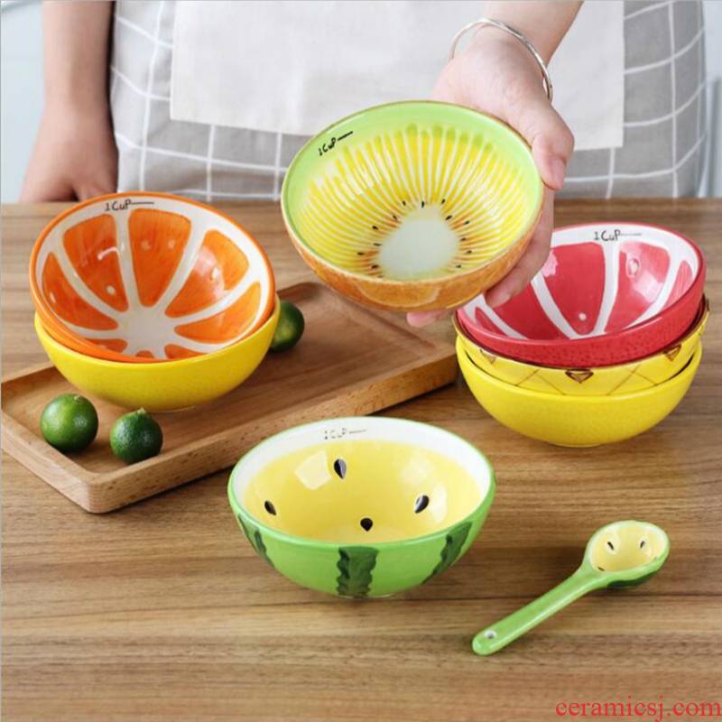 5 "watermelon creative hand - made bowls bowl bowl ceramic express children eat rice bowls of fruit desserts
