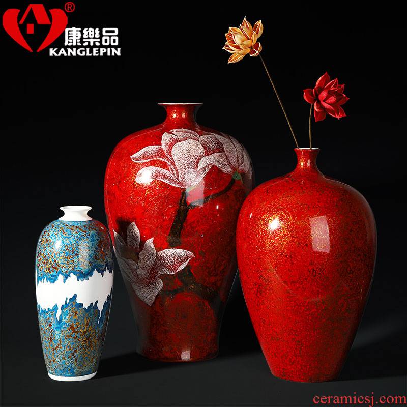 Recreational product sitting room ground ceramic vase office furnishing articles lacquer Chinese big flower, flower arranging household act the role ofing is tasted
