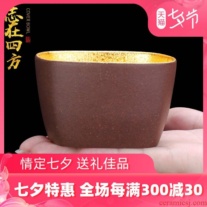 Artisan fairy gold purple sand cup master cup single CPU ceramic checking gift boxes large tea cup