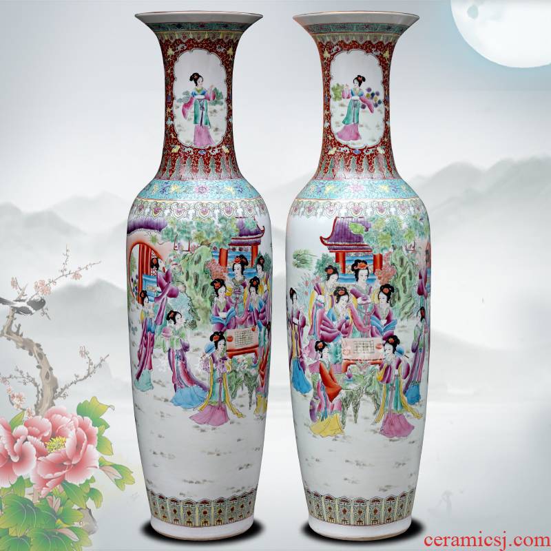 Jingdezhen ceramic hand - made pastel had large vases, home sitting room hotel Chinese flower arranging furnishing articles