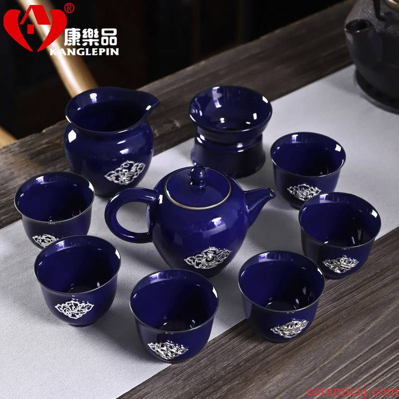 Recreational product ceramic tea sets business household gifts small sets of silver decoration teapot a complete set of kung fu tea set