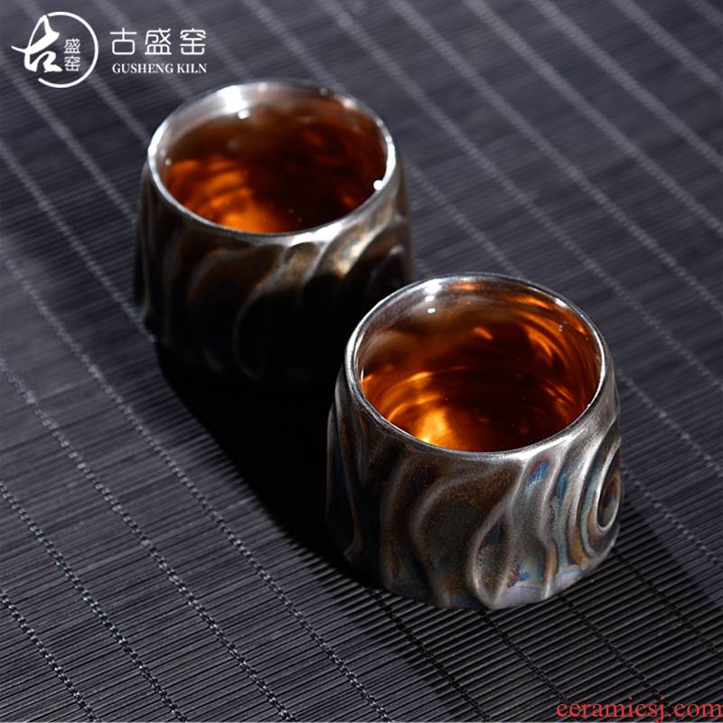 The ancient sheng up with pure manual coppering. As The master cup silver cup 999 sterling silver personal ceramic cups tea sample tea cup, restoring ancient ways