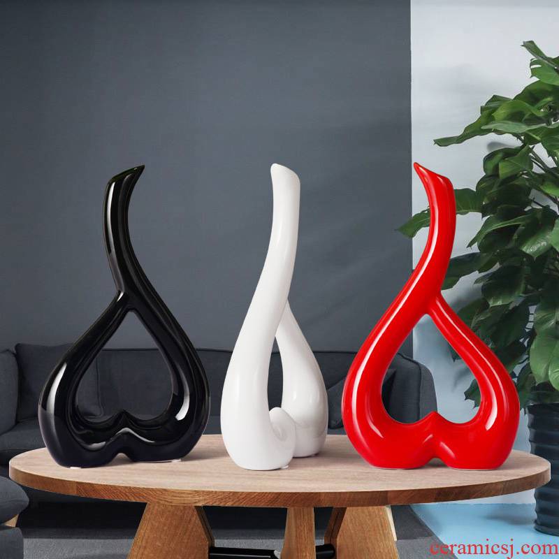 Modern home act the role ofing new home furnishing articles marriage room decoration craft gift porcelain vase decoration heart - shaped flowers