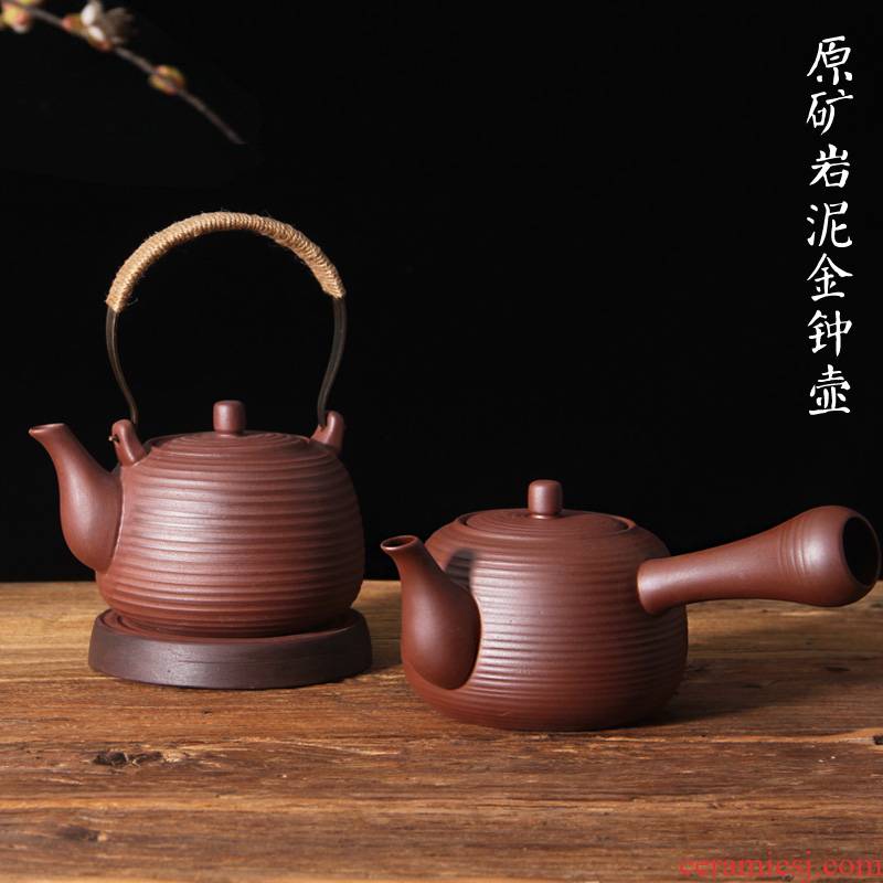 Undressed ore rock, mud boil boil pot of charcoal stove tea stove teapot pure manual side electric kettle TaoLu iron mud clay POTS