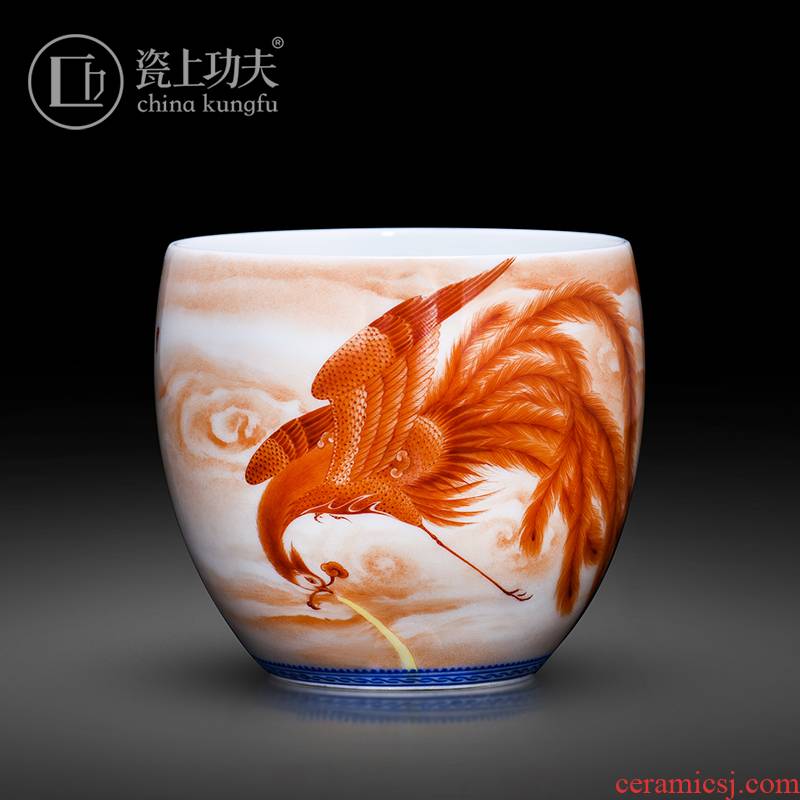 Jingdezhen ceramic kung fu teacups hand - made alum red master cup full manual single cup sample tea cup to collect gifts tea sets