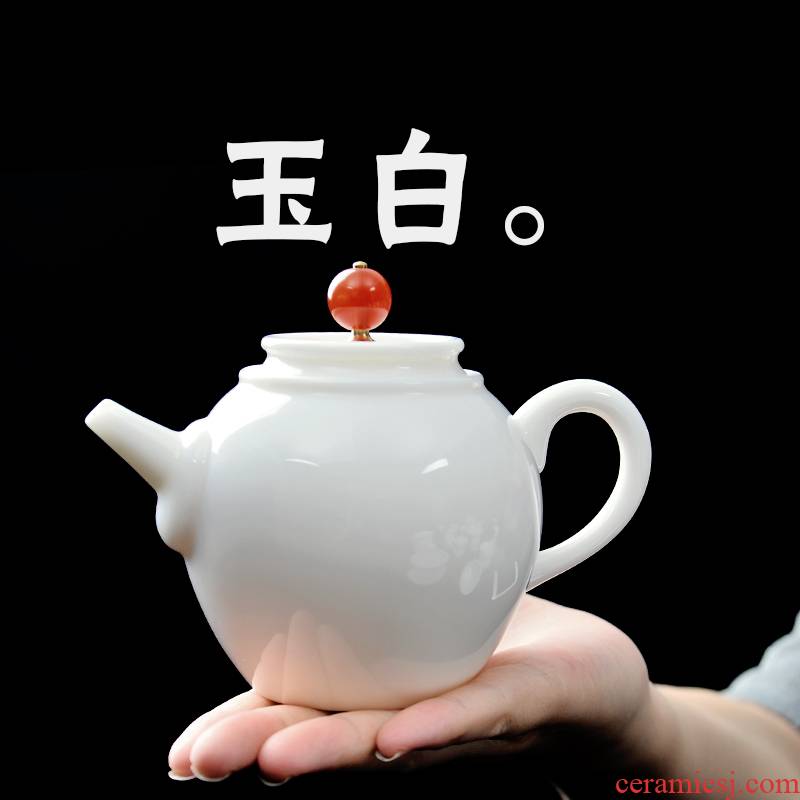 Public remit suet jade small white porcelain teapot meng single pot pot of ceramic kung fu tea set ideas of filter tea