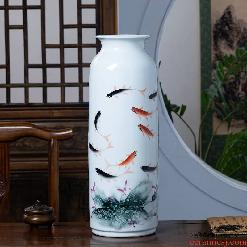 Jingdezhen porcelain ceramic hand - made enamel vase flower arranging new Chinese style household furnishing articles rich ancient frame sitting room adornment