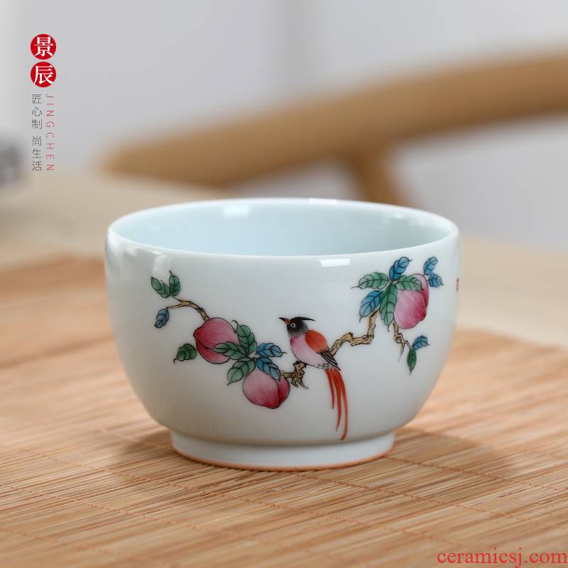 Jingdezhen ceramic powder enamel creative hand - made of pu 'er tea cups household glass and single cup cup kung fu