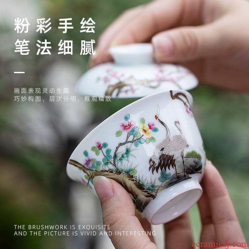 2 just tureen jingdezhen pure manual painting without heming tureen ceramics single tureen kung fu tea cups
