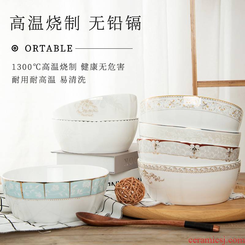 Jingdezhen ceramic bowl ipads porcelain bowl, square, noodles in soup bowl of Chinese style household contracted tableware hot to eat salad bowl