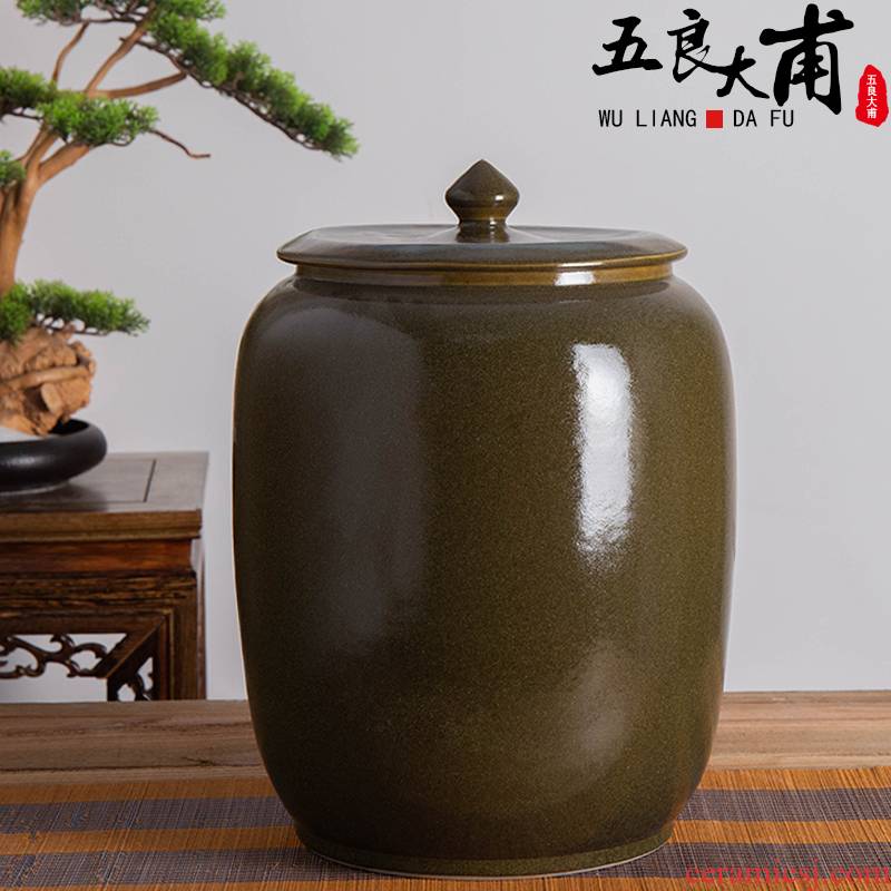 Jingdezhen ceramic barrel pack ricer box store 30 jins meters installed with cover seal face/household moistureproof insect - resistant rice