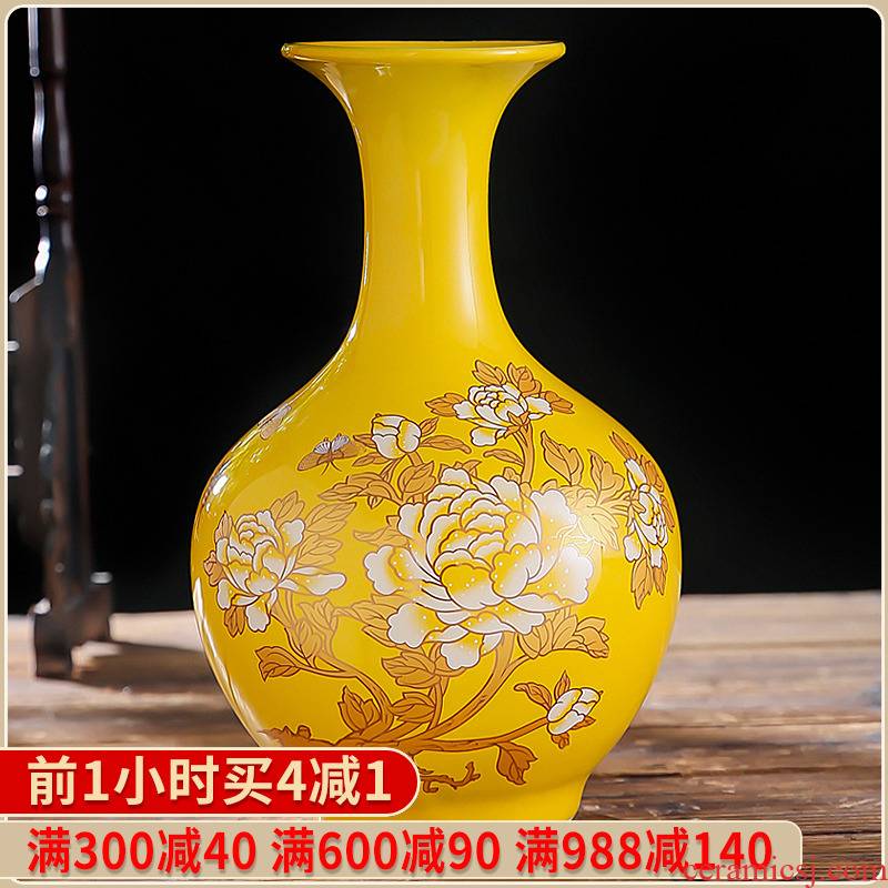 Jingdezhen ceramics China red peony vase household adornment handicraft furnishing articles wedding gift for the wedding