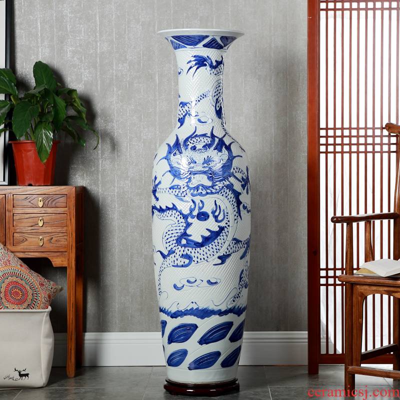 Jingdezhen porcelain its dragon hotel opening gifts ceramic vase of large living room a study office furnishing articles