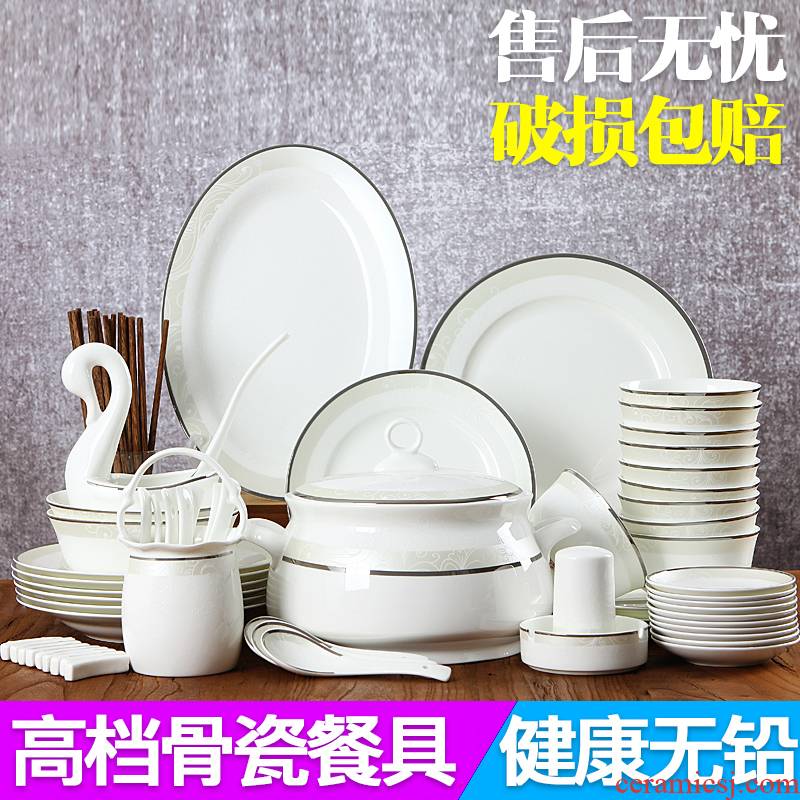 Jingdezhen ceramics tableware household eat simple ipads bowls dish suits for Chinese style new combination plate spoon, chopsticks
