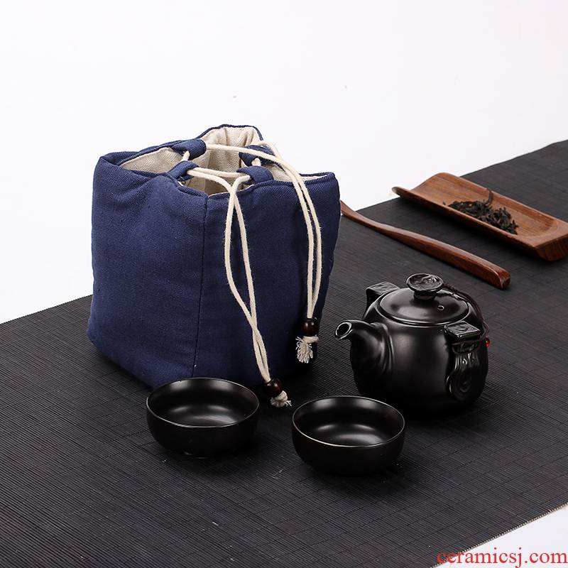 Travel fast 2 new suit a pot of two cups of portable package ceramic teapot cup is suing a complete set of kung fu tea set