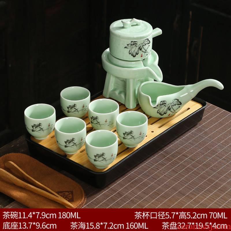Automatic purple sand tea set home sitting room Shi Mopan lazy teapot office fortunes cups