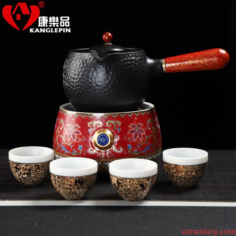 Recreational product lacquer ware jingdezhen tea service manual colored enamel Chinese lacquer side put boiling kettle ceramic electric TaoLu tea