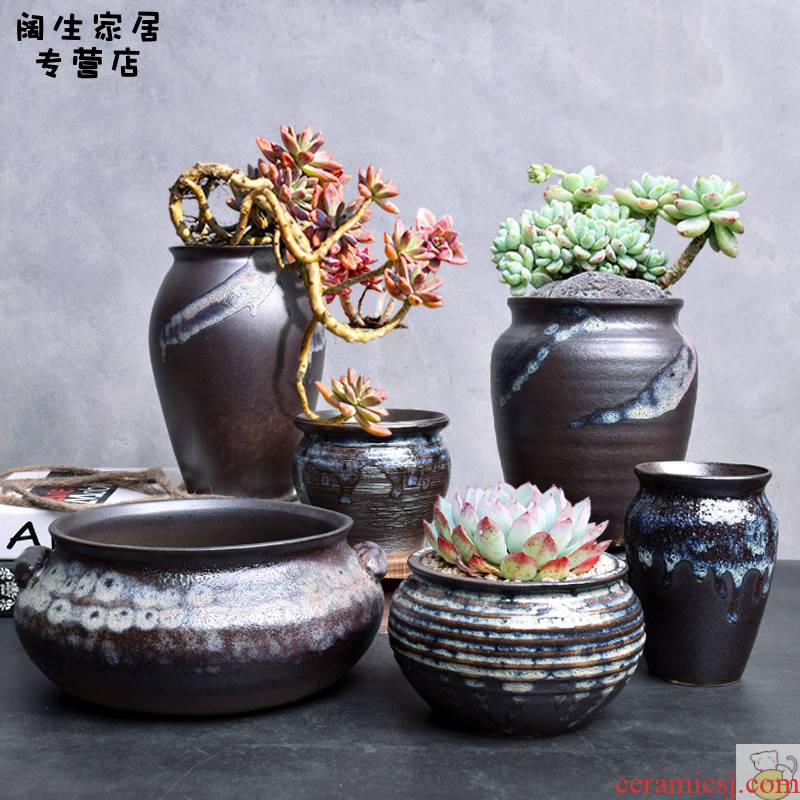 Fleshy flower - pot creative tuba basin contracted green plant to restore ancient ways some ceramic pot the plants breathe freely set