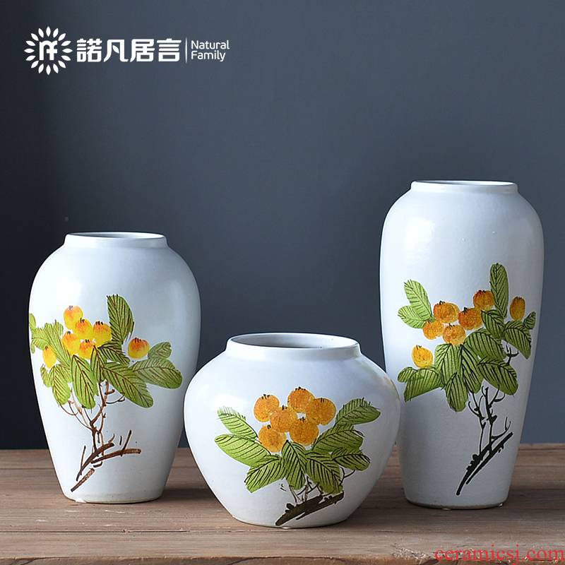 Jingdezhen ceramic vase landing place flower arrangement sitting room suit dried flowers, light much creative pipa decoration decoration