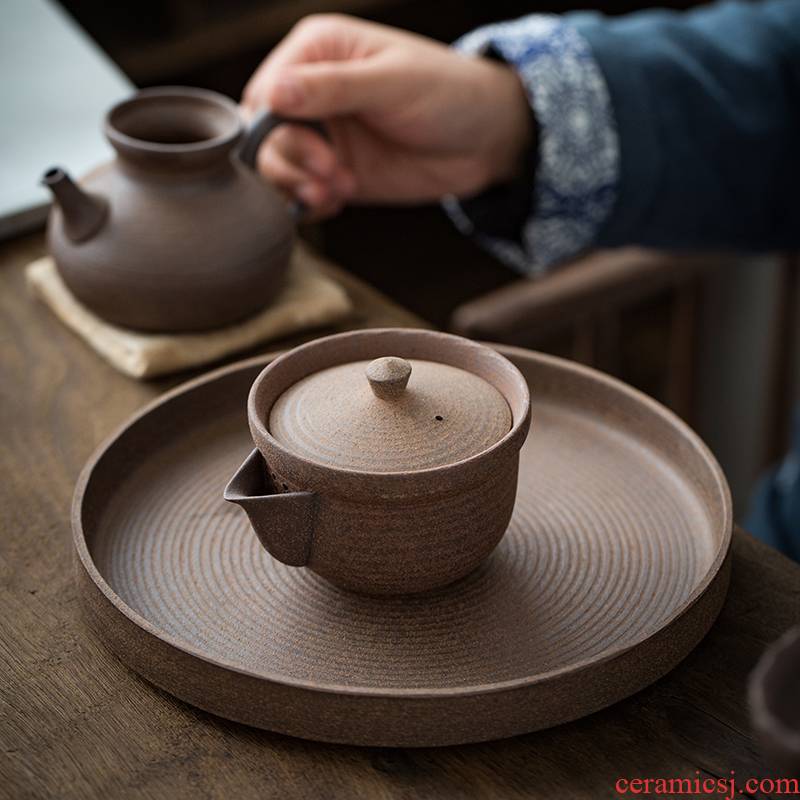 Japanese checking coarse pottery hand grasp pot of zen kung fu tea set rock, ceramic teapot finger bowl household tureen