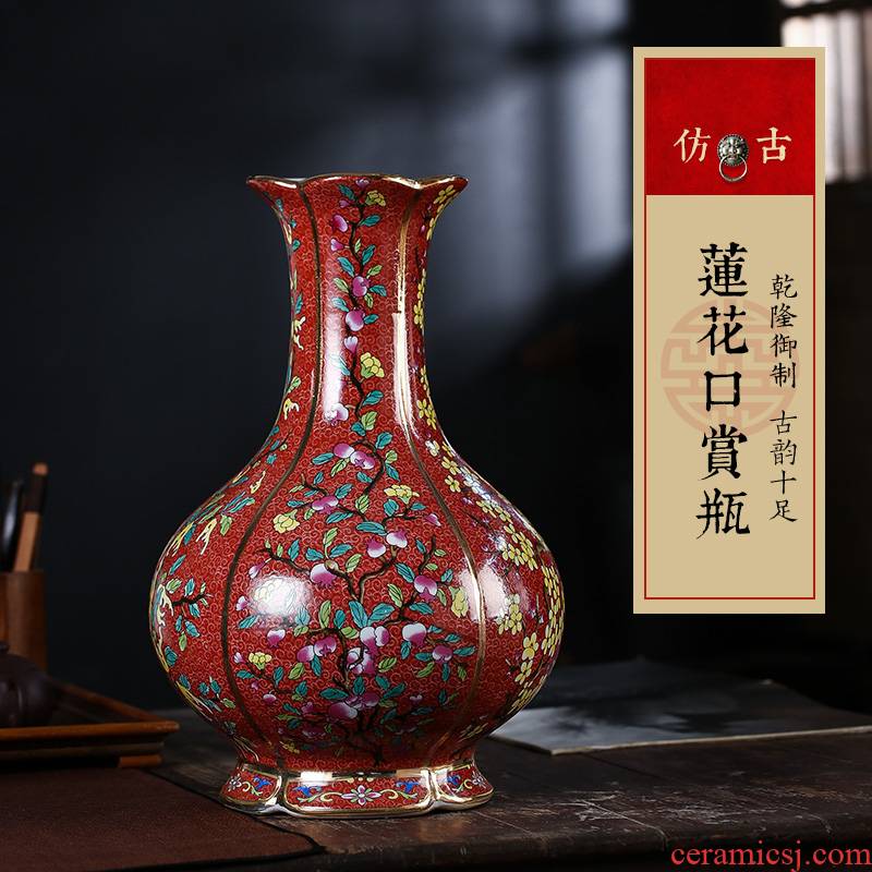 Jingdezhen ceramic vase Chinese colored enamel vase home sitting room furnishing articles furnishing articles archaize ceramic arts and crafts