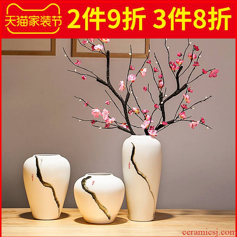 Jingdezhen ceramic porcelain vases, flower arranging dried flowers, household contracted and Chinese style porch sitting room place to decorate the study