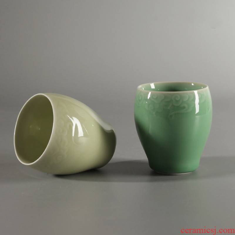Poly real scene authentic celadon office meeting glass ceramic cups medium gargle milk beer juice cup