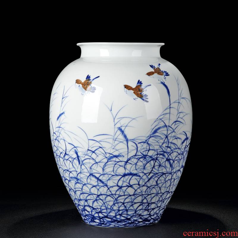 Jingdezhen blue and white glaze vase vase colorful hand - drawn mesa