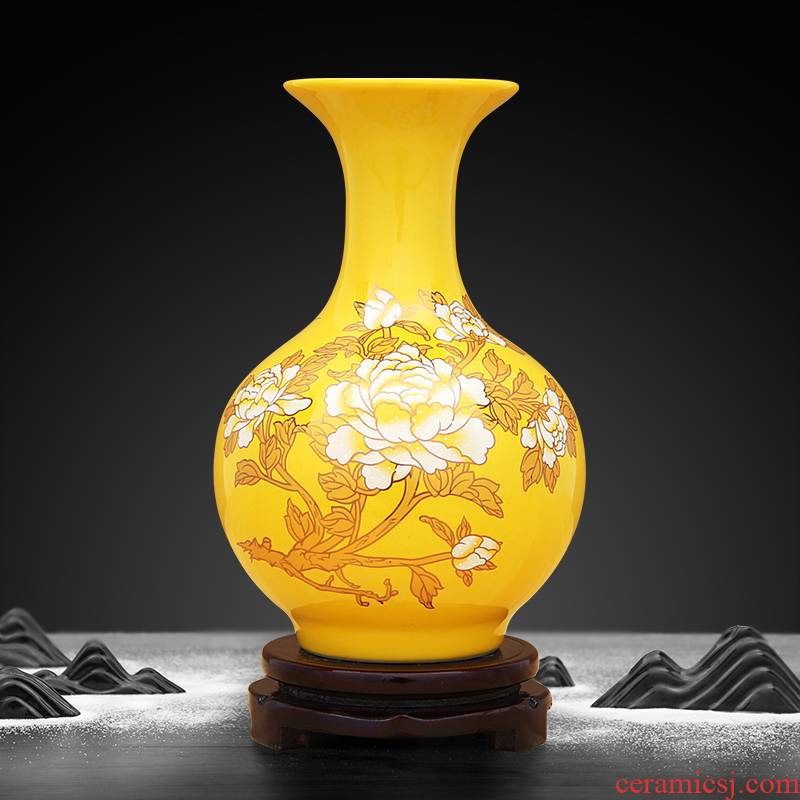 Yellow emperor to industry ceramic vase paint peony riches and honour
