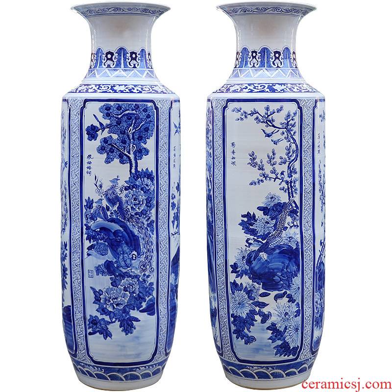 480 jingdezhen blue and white flowers and birds ceramic hand - made porcelain vase of large sitting room place vase housewarming gift